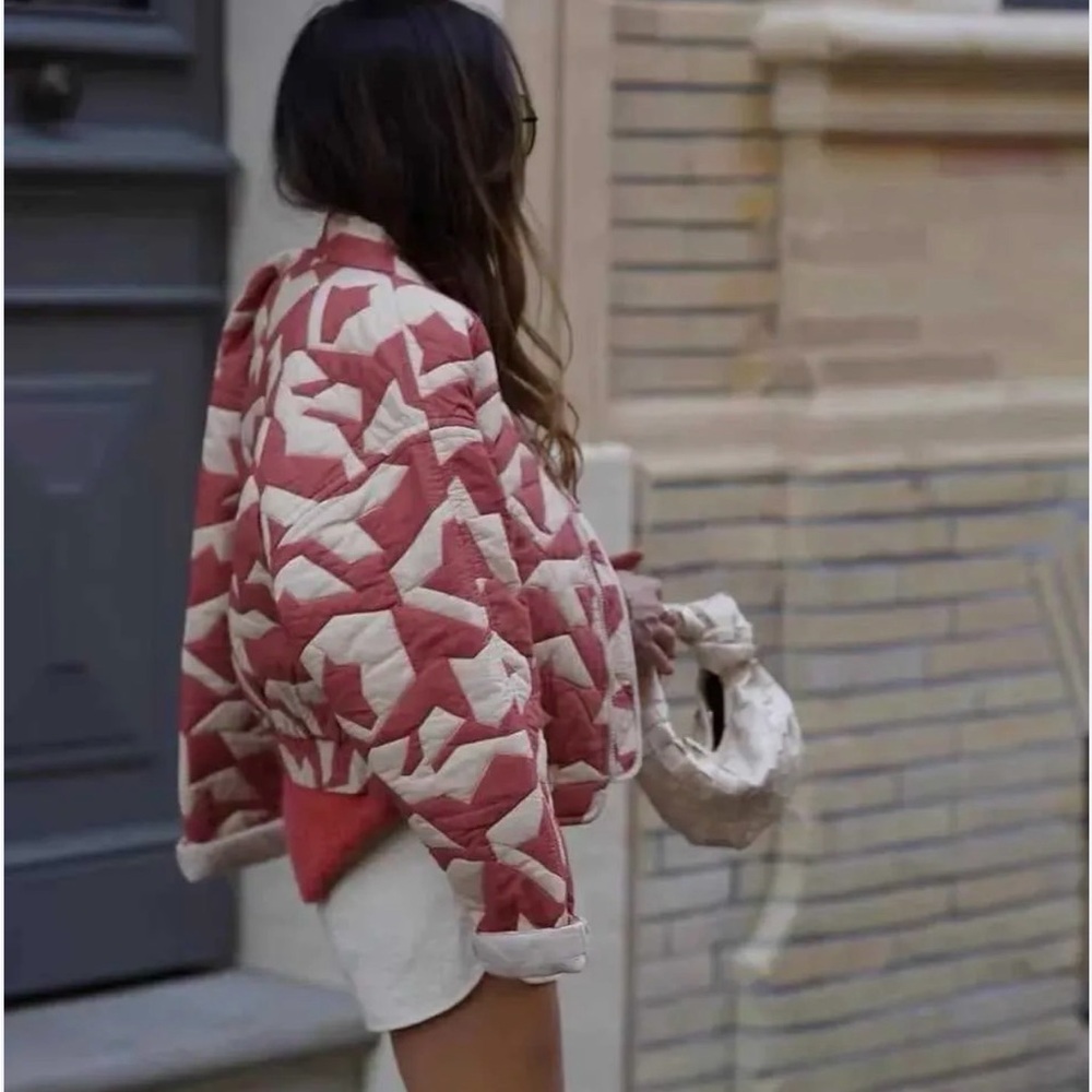 Pacino Patchwork Cropped Bomber Jacket NWT - image 3